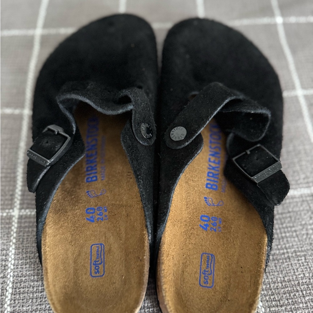 Birkenstock Women's Black Suede Clogs, Size 40